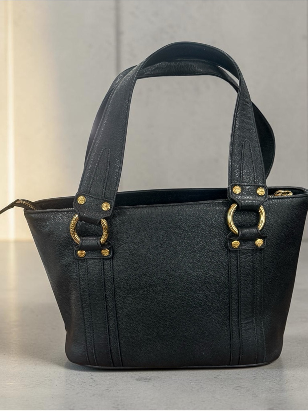 MCM Black Leather Tote with Gold Hardware - Picture 13 of 13